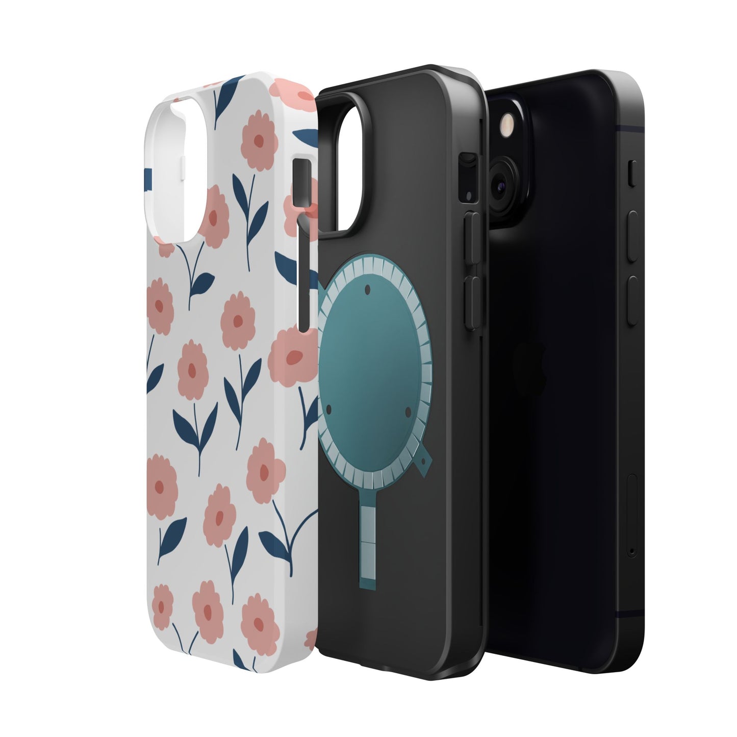 Playful Pink Floral Tough MagSafe  iPhone Case – Soft Pastel Design, Slim & Shockproof