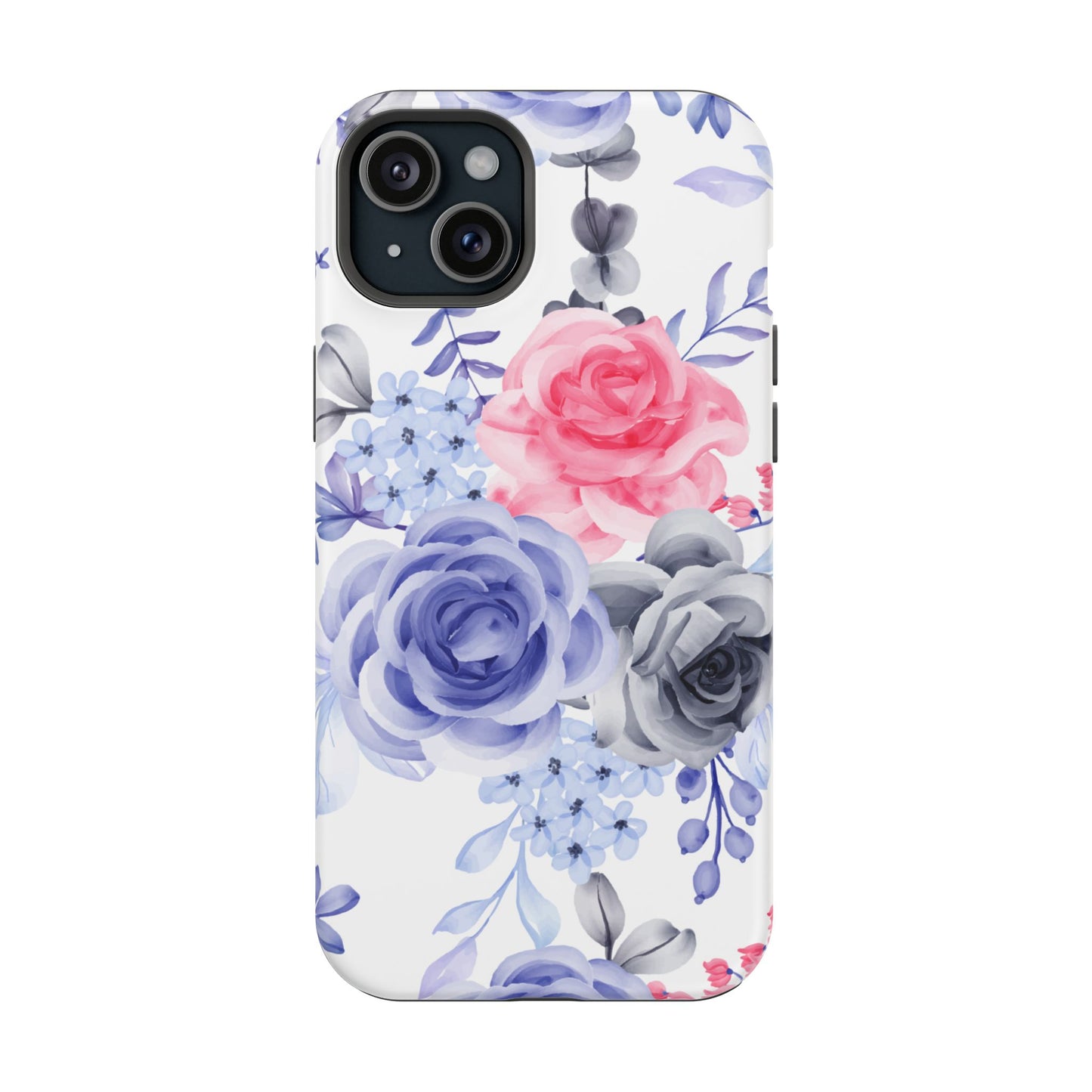 Elegant Blue Floral Watercolor Design – MagSafe iPhone Case