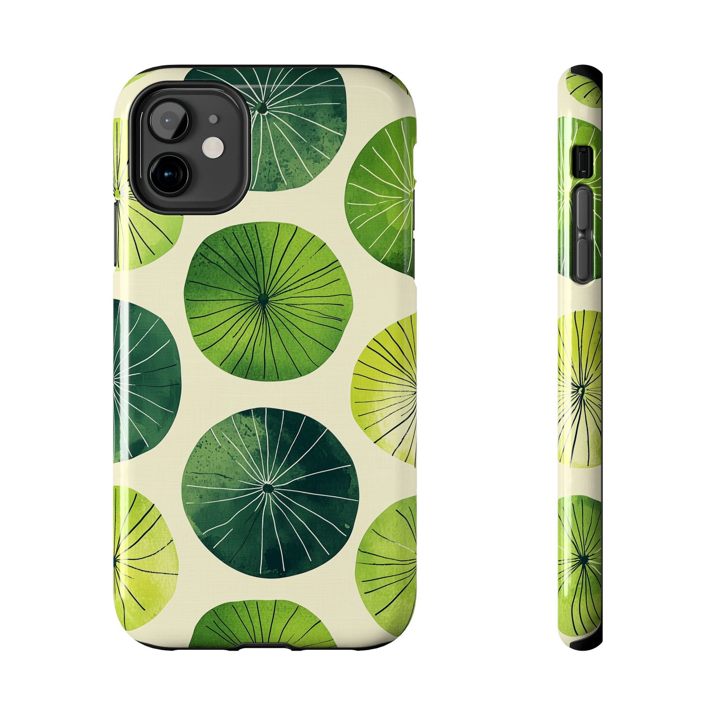 Watercolor Lily Pads iPhone Case – Shockproof, Matte Finish, Dual-Layer Protection