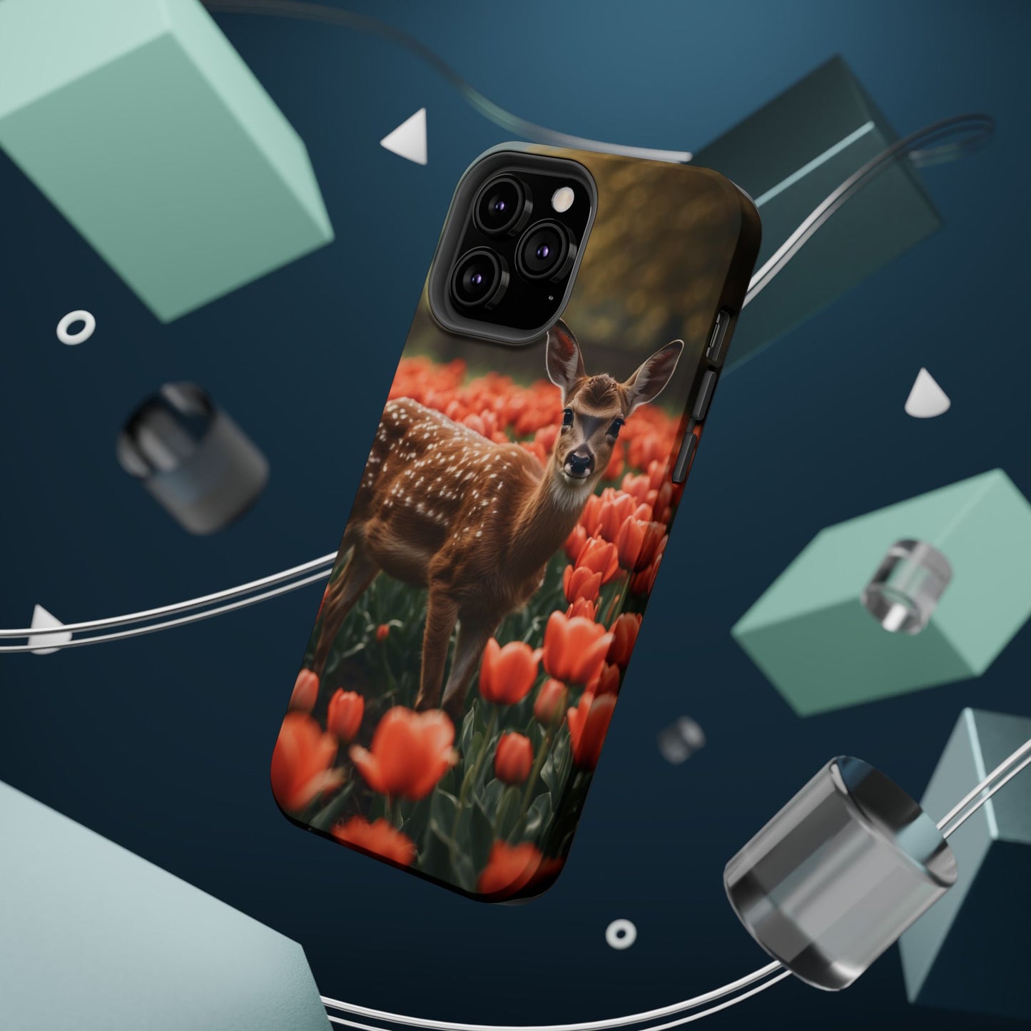 Fawn Among Tulips MagSafe iPhone Case