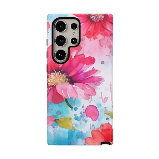 Vibrant Watercolor Red & Pink Floral - Samsung Galaxy Case