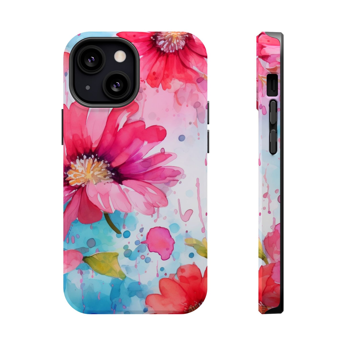 Vibrant Watercolor Red & Pink Floral - MagSafe iPhone Case