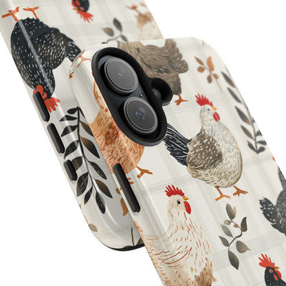 iPhone Case: Vintage Chicken & Leaves – Farmhouse Style Case