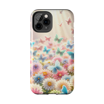 Butterfly Flower Garden - iPhone Case - Pastel Floral Protective Cover