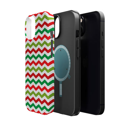 Vibrant Fiesta Chevron – Yellow Green, Green & Red Geometric MagSafe Case