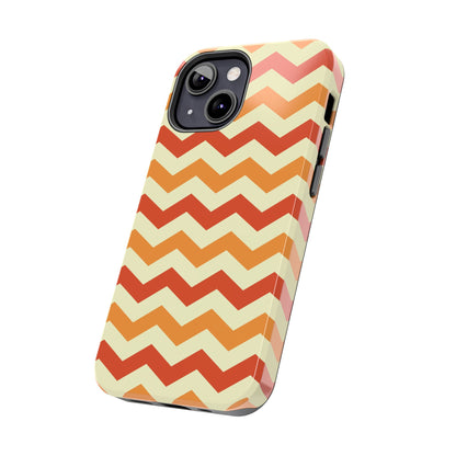 Warm Sunset Chevron – Orange, Red & Cream Geometric iPhone Case