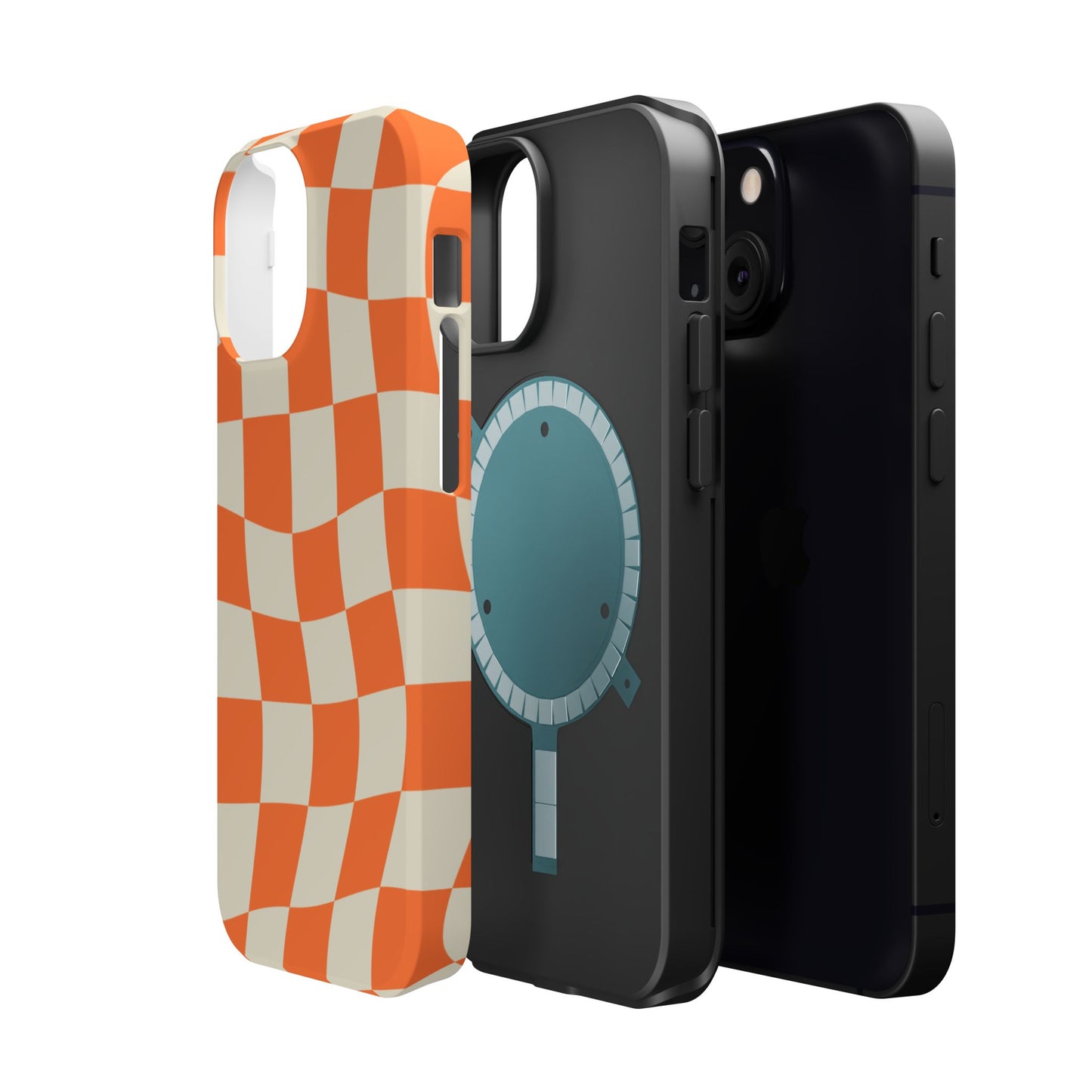 Wavy Retro Checkerboard MagSafe iPhone Case – Shockproof, Matte Finish, Dual-Layer Protection