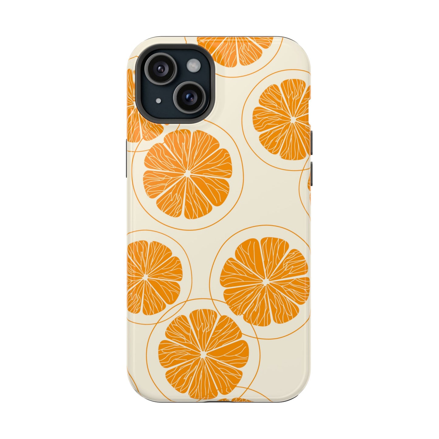 Citrus Burst Pattern Tough MagSafe iPhone Case – Bold Orange Design, Shockproof Protection