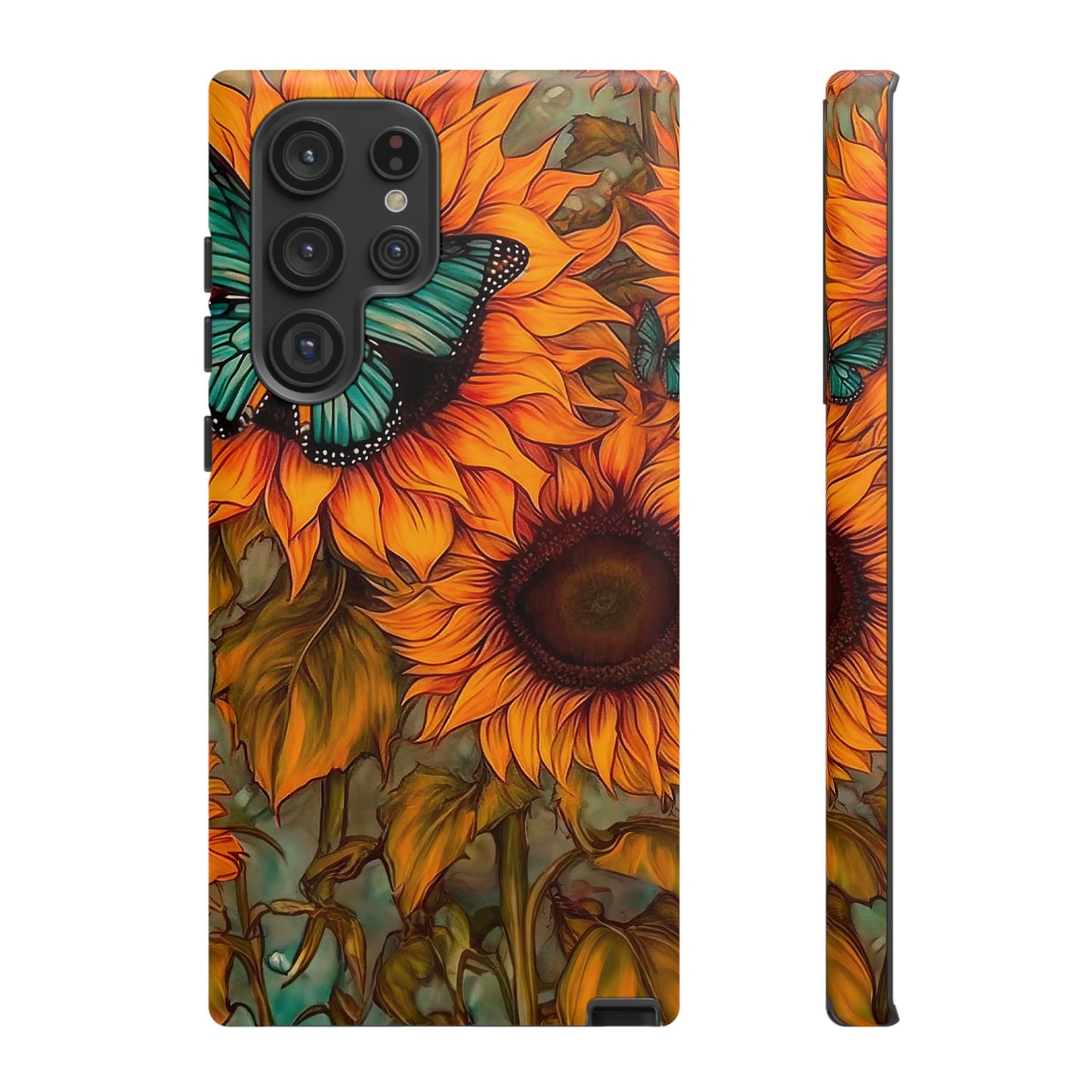 Vintage Blue Butterfly & Sunflower Art – Samsung Galaxy Case