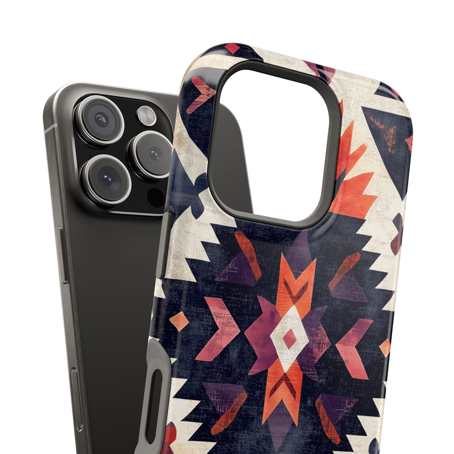 Boho Tribal Starburst Tough MagSafe iPhone Case – Vibrant Geometric Design, Dual-Layer Protection