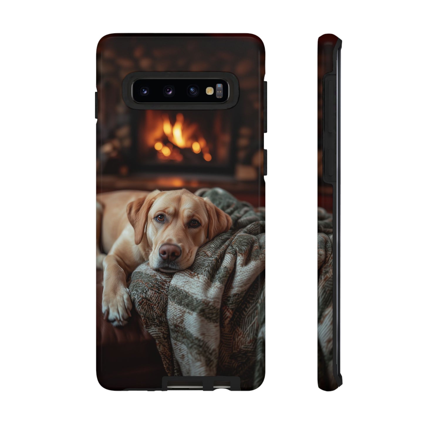 Cozy Labrador by Fireplace Samsung Galaxy Case – Rustic Cabin Protective Cover