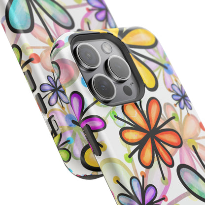 Retro Floral Pop MagSafe iPhone Case – Ultra-Slim Design, High-Gloss Finish