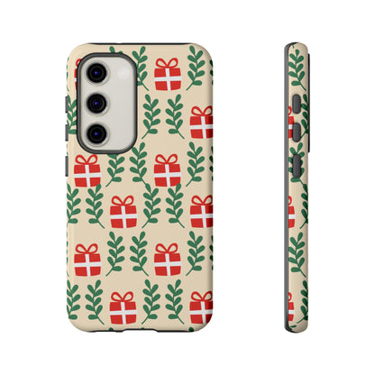 Samsung Galaxy Case: Holiday Cheer – Red Gifts & Green Leaves