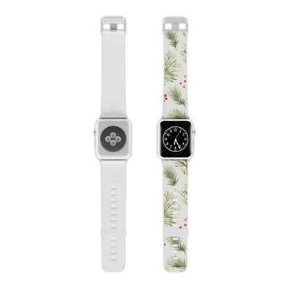 Winter Greenery & Berry Watercolor Apple Watch Band