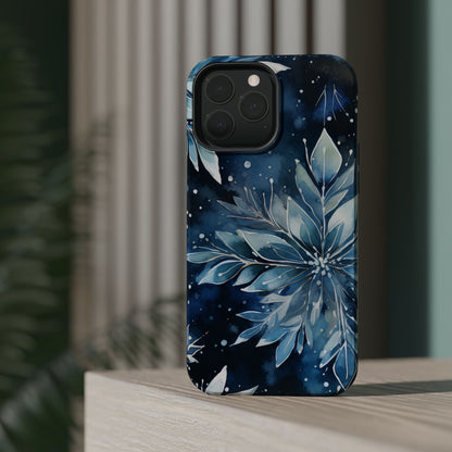 Winter’s Embrace – Blue Snowflake MagSafe iPhone Case