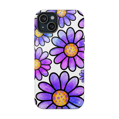 Purple Daisy Delight MagSafe iPhone Case – Slim Profile, Glossy Finish