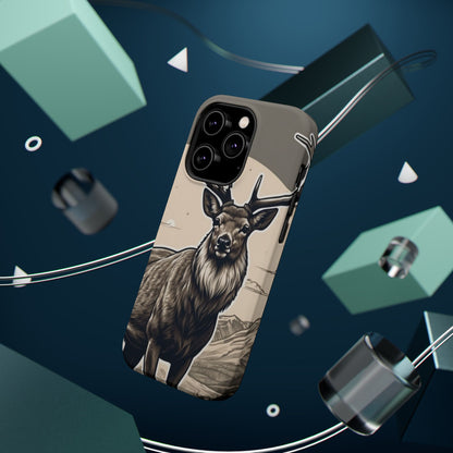 Monochrome Majesty – Regal Stag MagSafe iPhone Cases