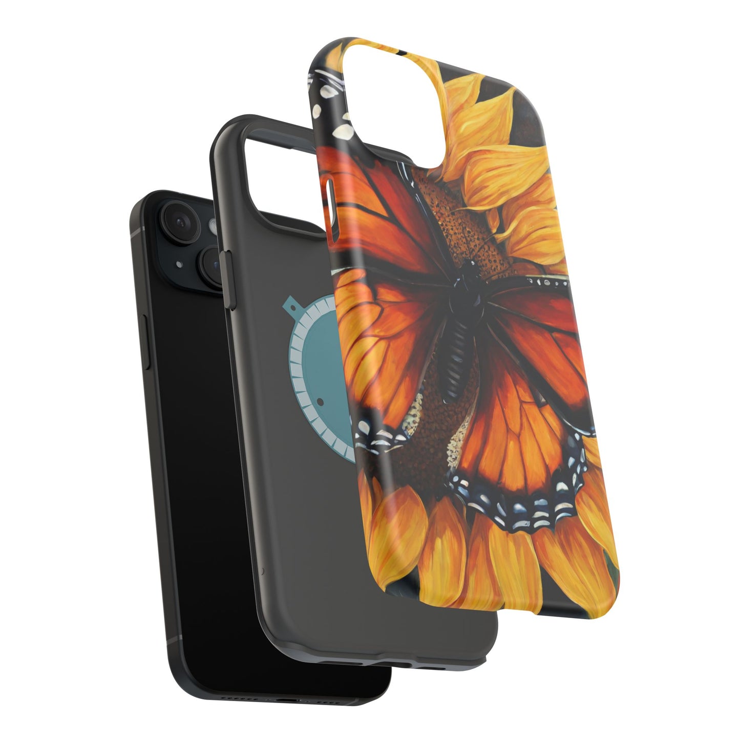 Monarch Butterfly & Sunflower Art – MagSafe iPhone Case