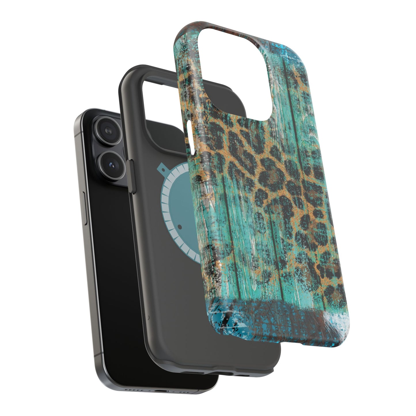 Turquoise Rustic Leopard Wood - MagSafe  iPhone Series Case