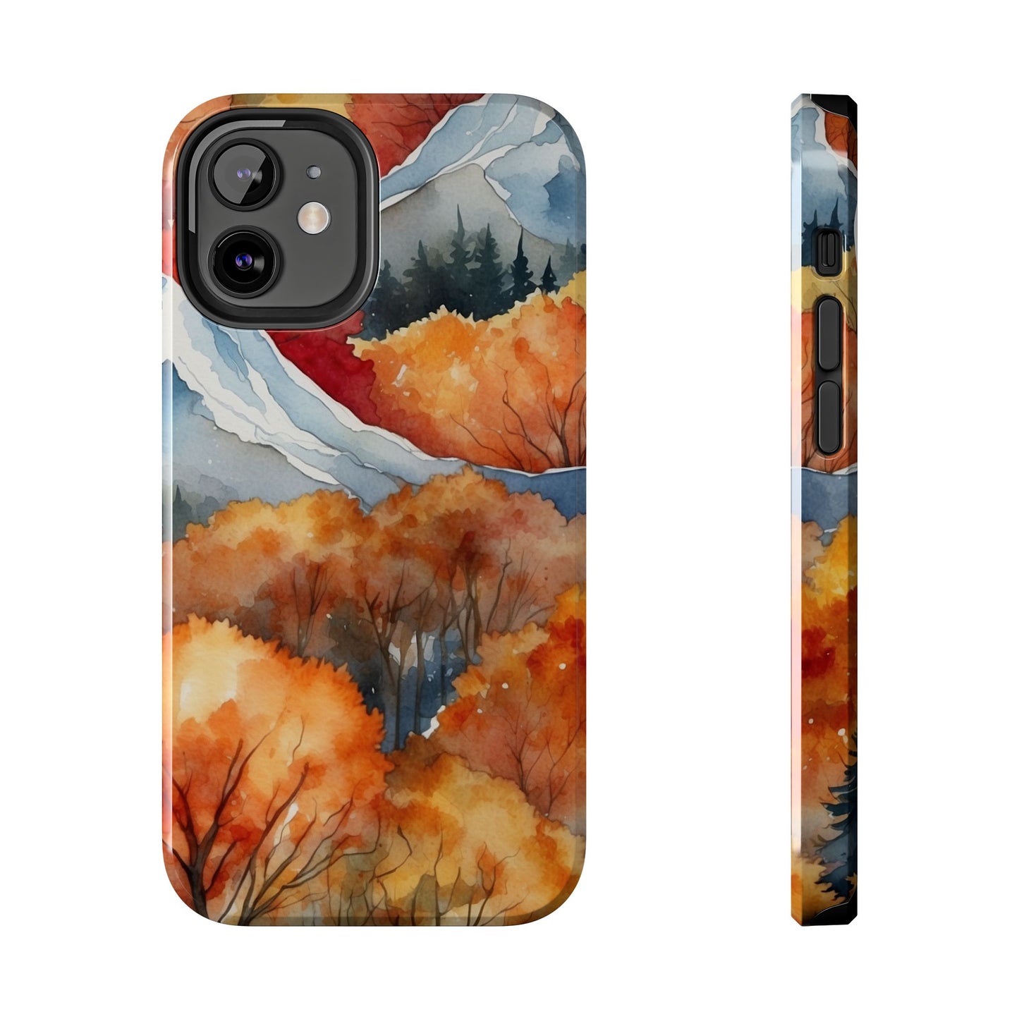 Autumn Mountain Forest Watercolor - iPhone Case