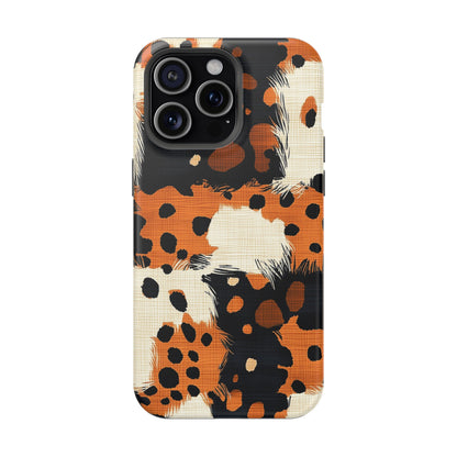 MagSafe iPhone Case: Cheetah Plaid – Brown & Black Pattern