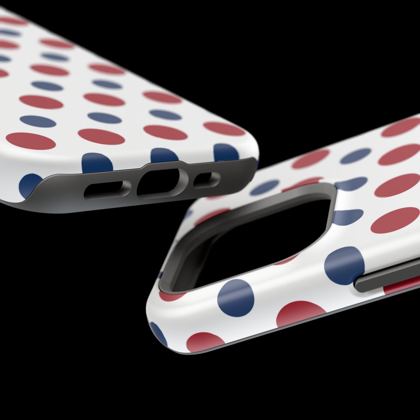 Patriotic Navy, White, and Red Polka Dot MagSafe iPhone Case