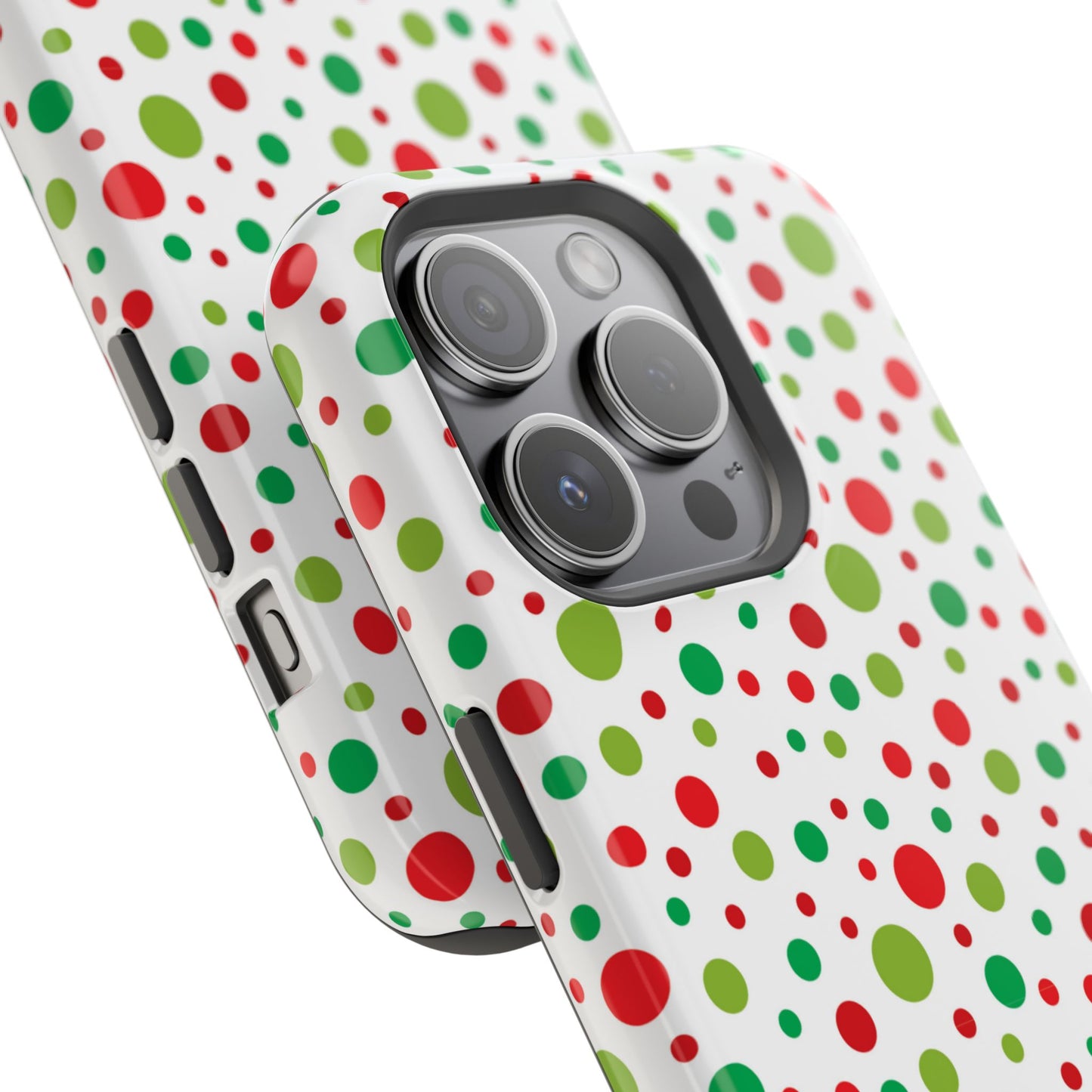 Red & Green Christmas Polka Dots – MagSafe iPhone Case