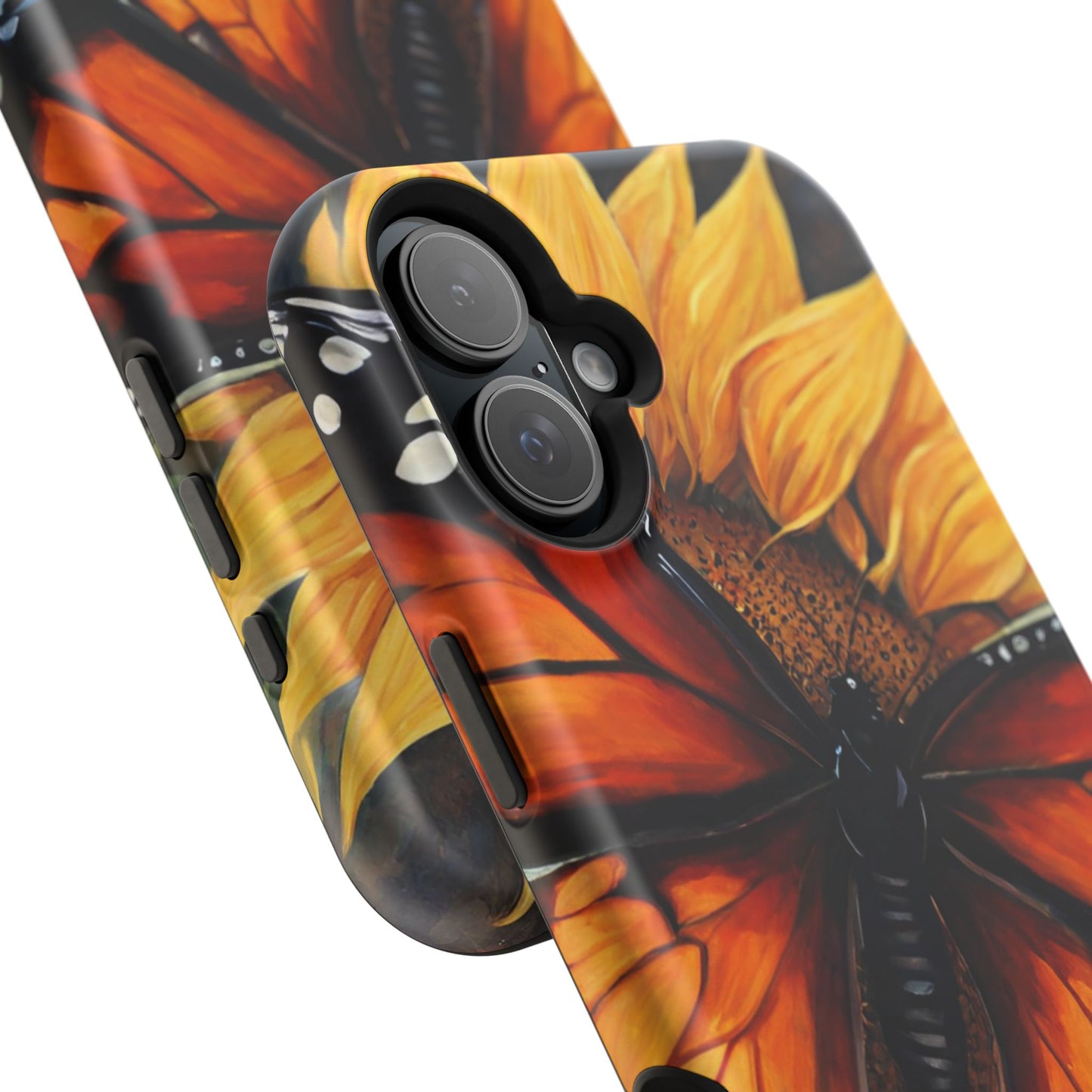 Monarch Butterfly & Sunflower Art – MagSafe iPhone Case