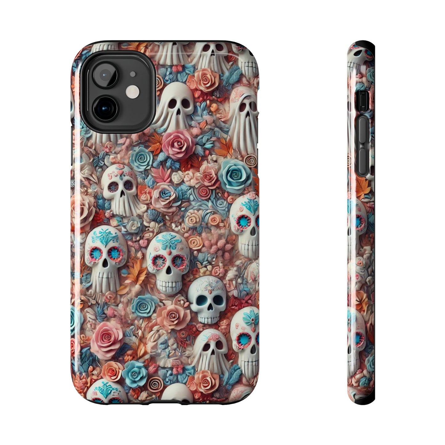 Day of the Dead Floral Skull iPhone Case - Colorful Protective Cover - Halloween Spooky Autumn Case