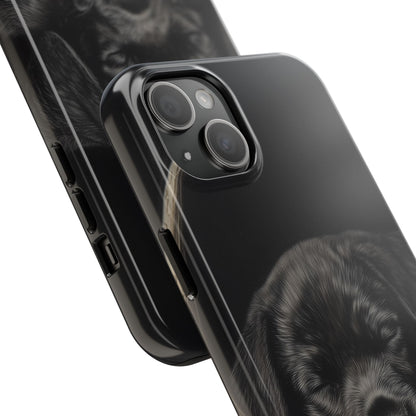 Adorable Black Labrador Puppy on Feathers iPhone Case