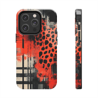 Cheetah Plaid iPhone Case – Red & Black Pattern