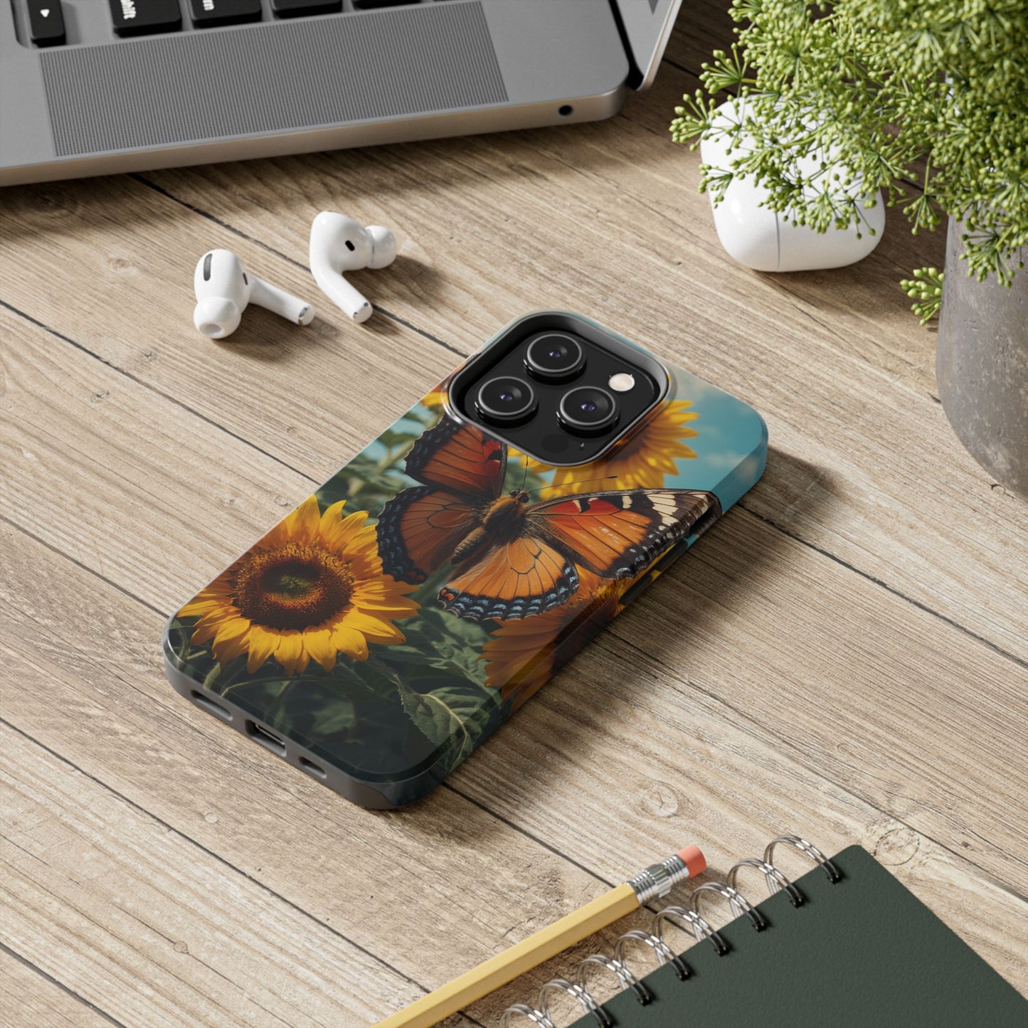 Vibrant Butterfly & Sunflower – iPhone Case