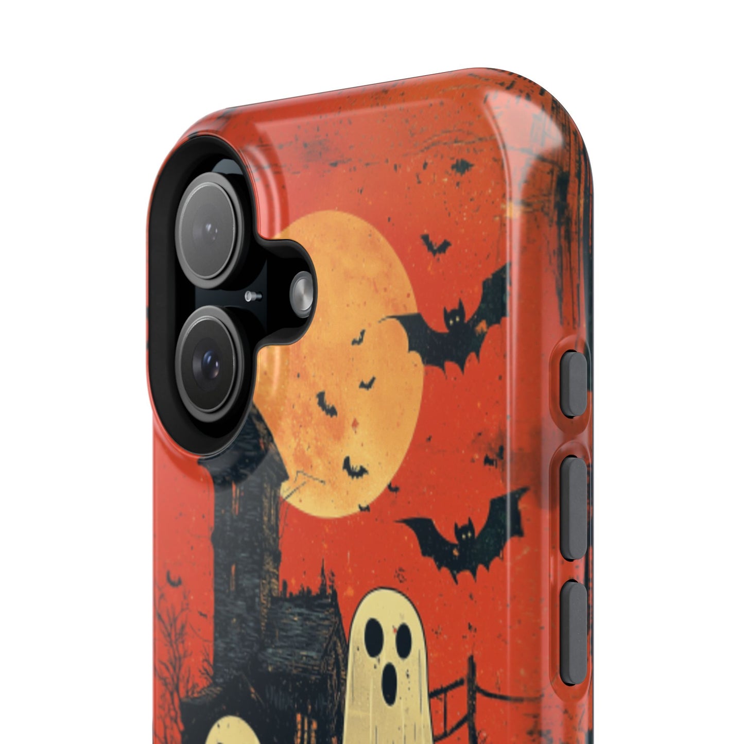 Haunted House & Ghosts MagSafe iPhone Case – Spooky Halloween Full Moon Design