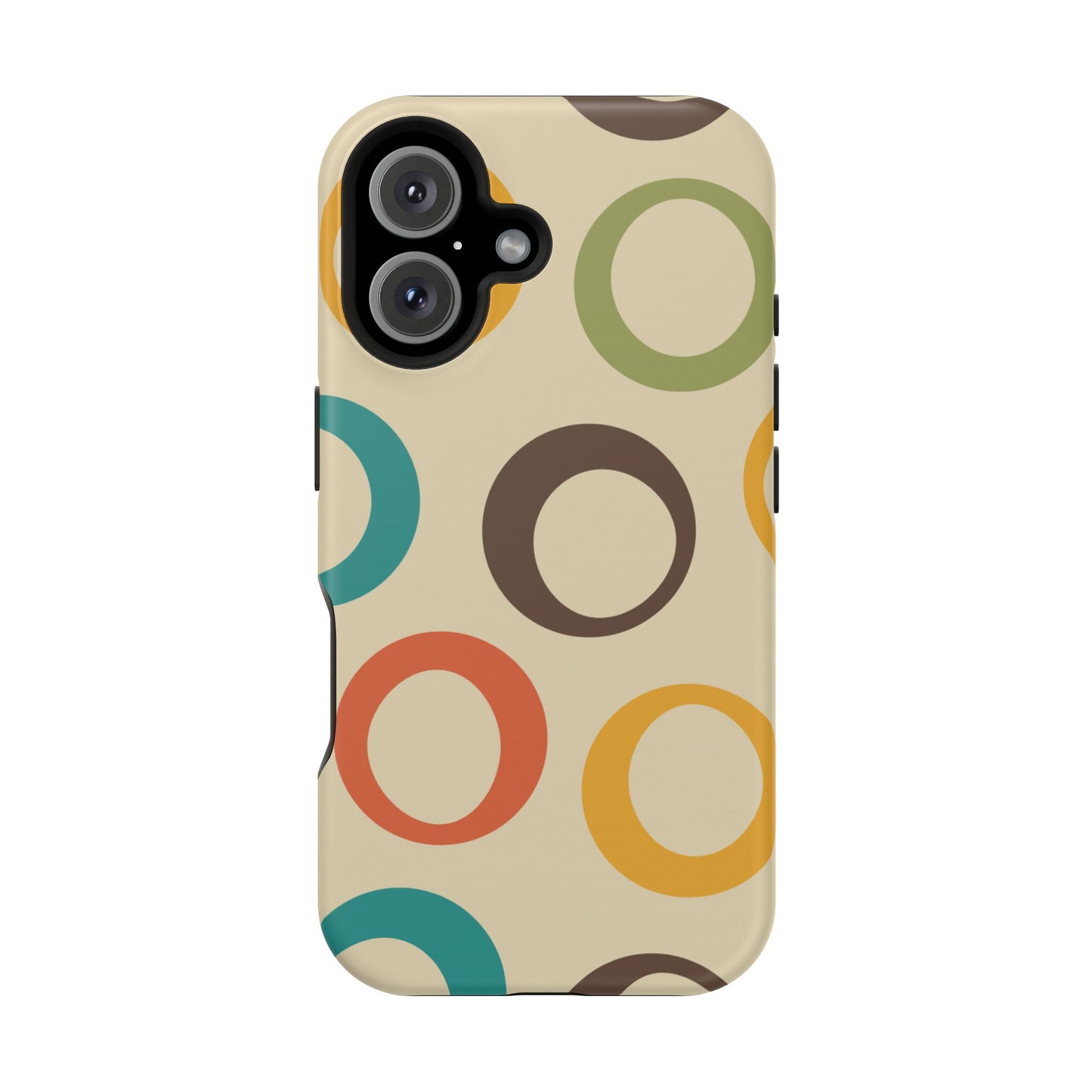 Retro Colorful Rings MagSafe iPhone Case – Shockproof, Matte Finish, Dual-Layer Protection