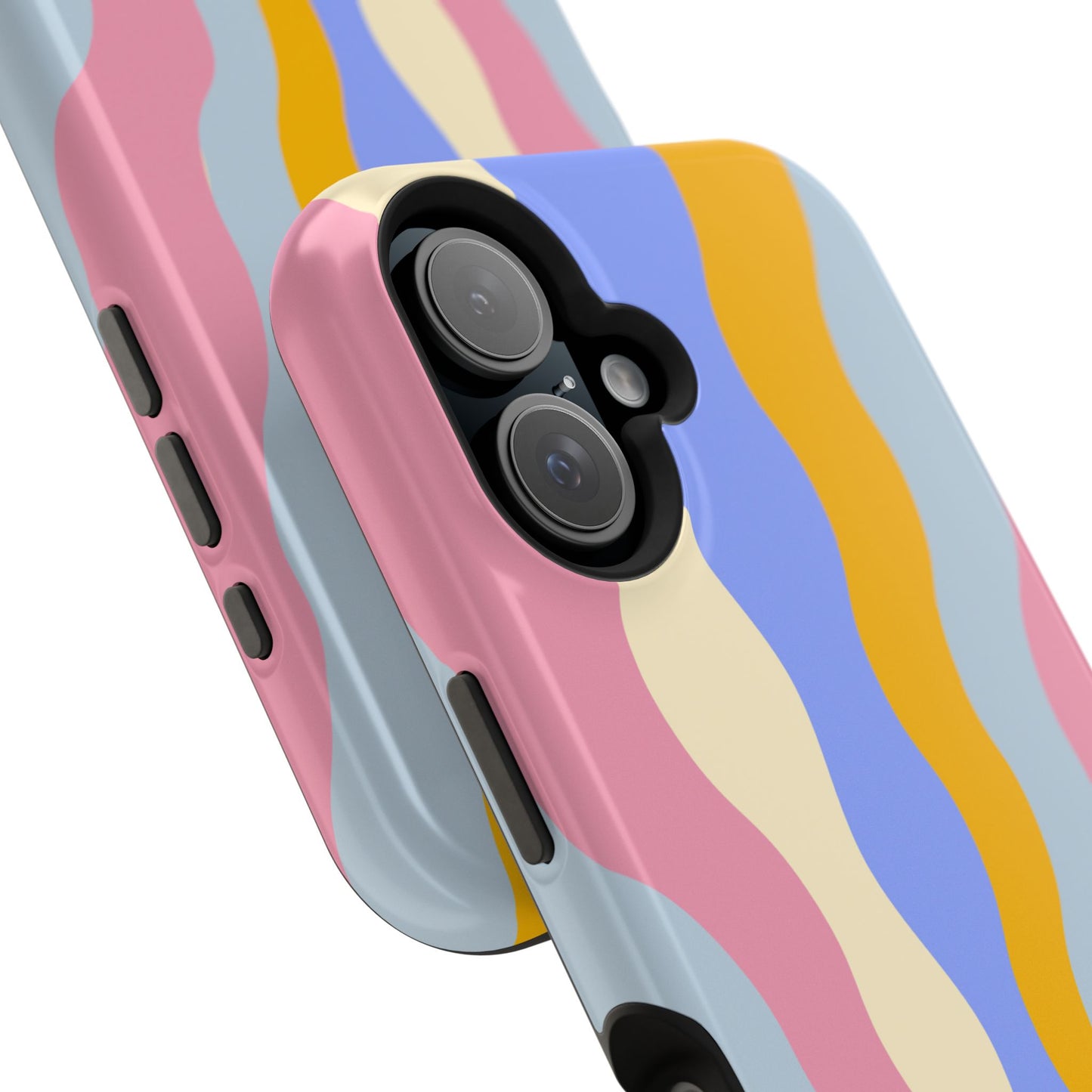 Pastel Radiance MagSafe iPhone Case – 70s-Inspired Dual-Layer Design with Wavy Sunburst Pattern