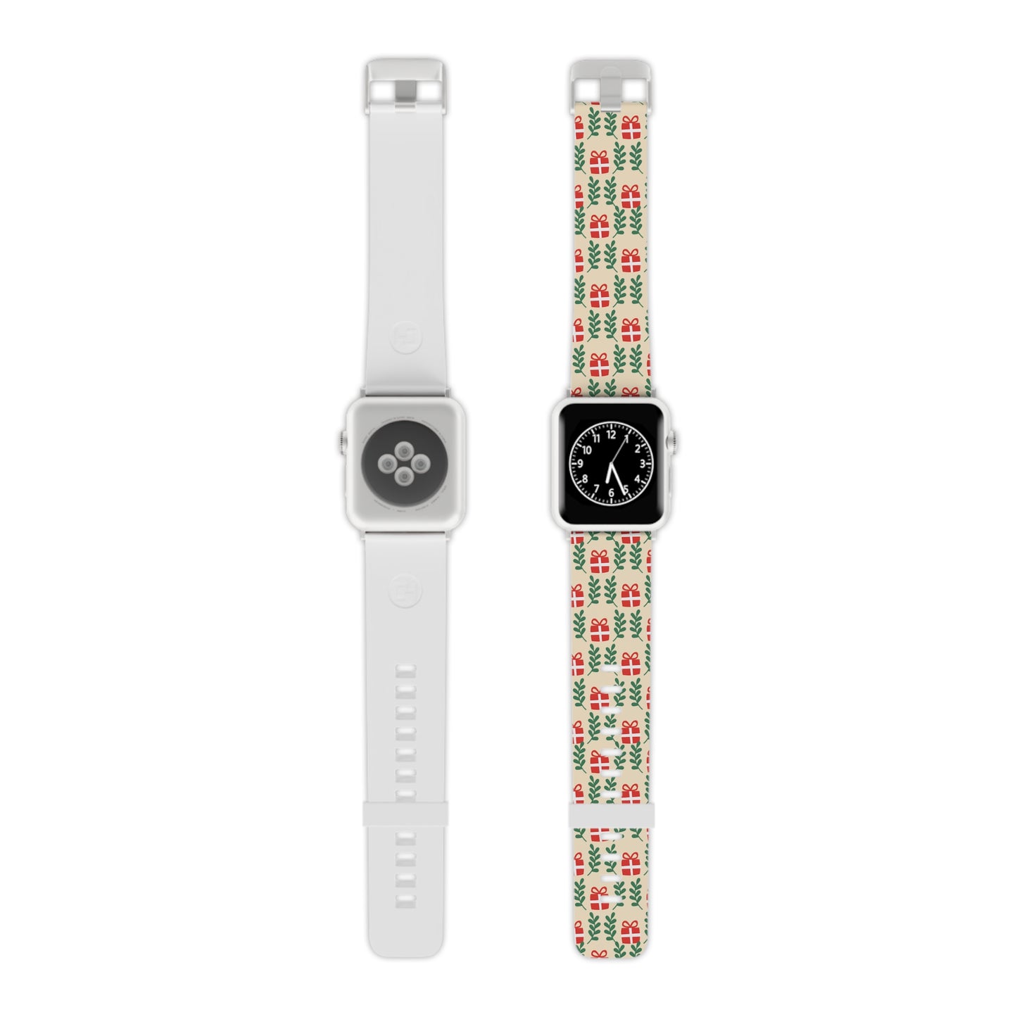  Holiday Cheer Red Gifts & Green Leaves  Apple Watch Band