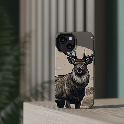 Monochrome Majesty – Regal Stag MagSafe iPhone Cases