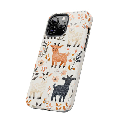 iPhone Case: Smiley Goats & Dried Flowers – Vintage Charm