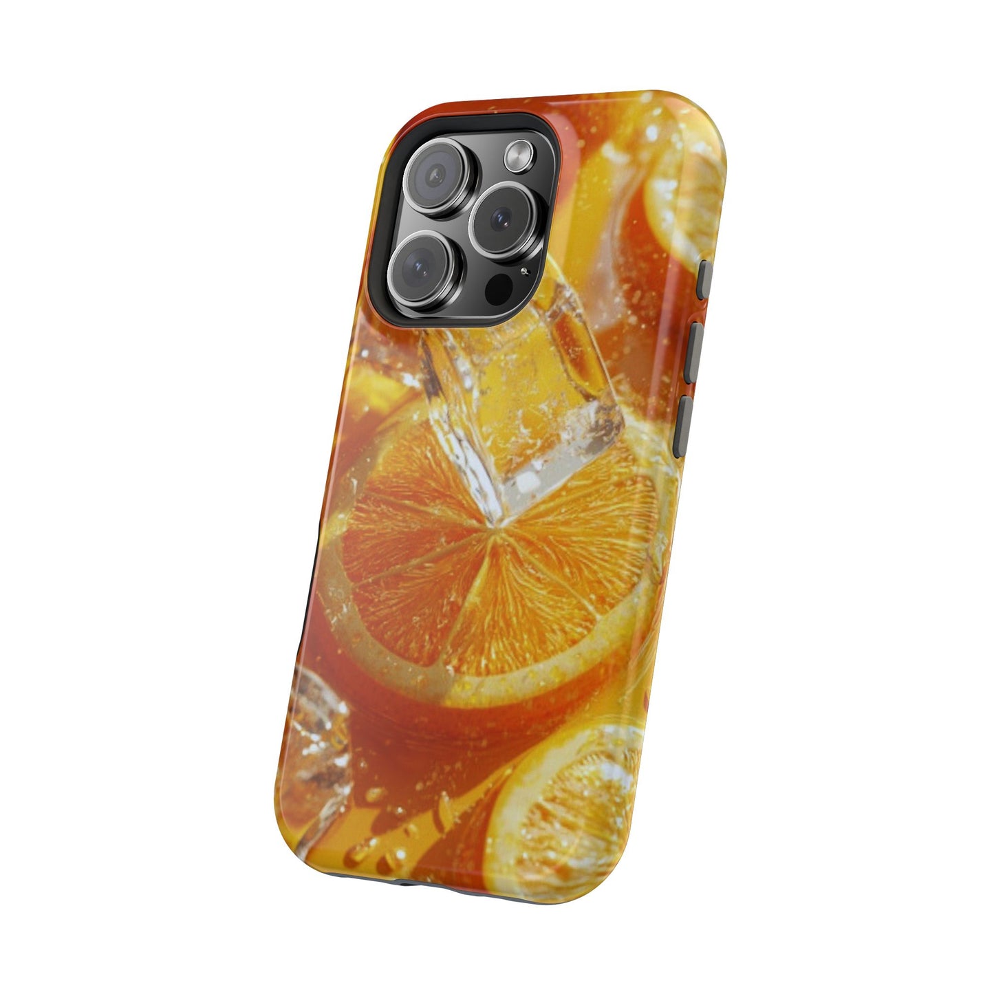 Citrus Orange Splash MagSafe iPhone Case – Dual-Layer Tough Protection, Vibrant Summer Design