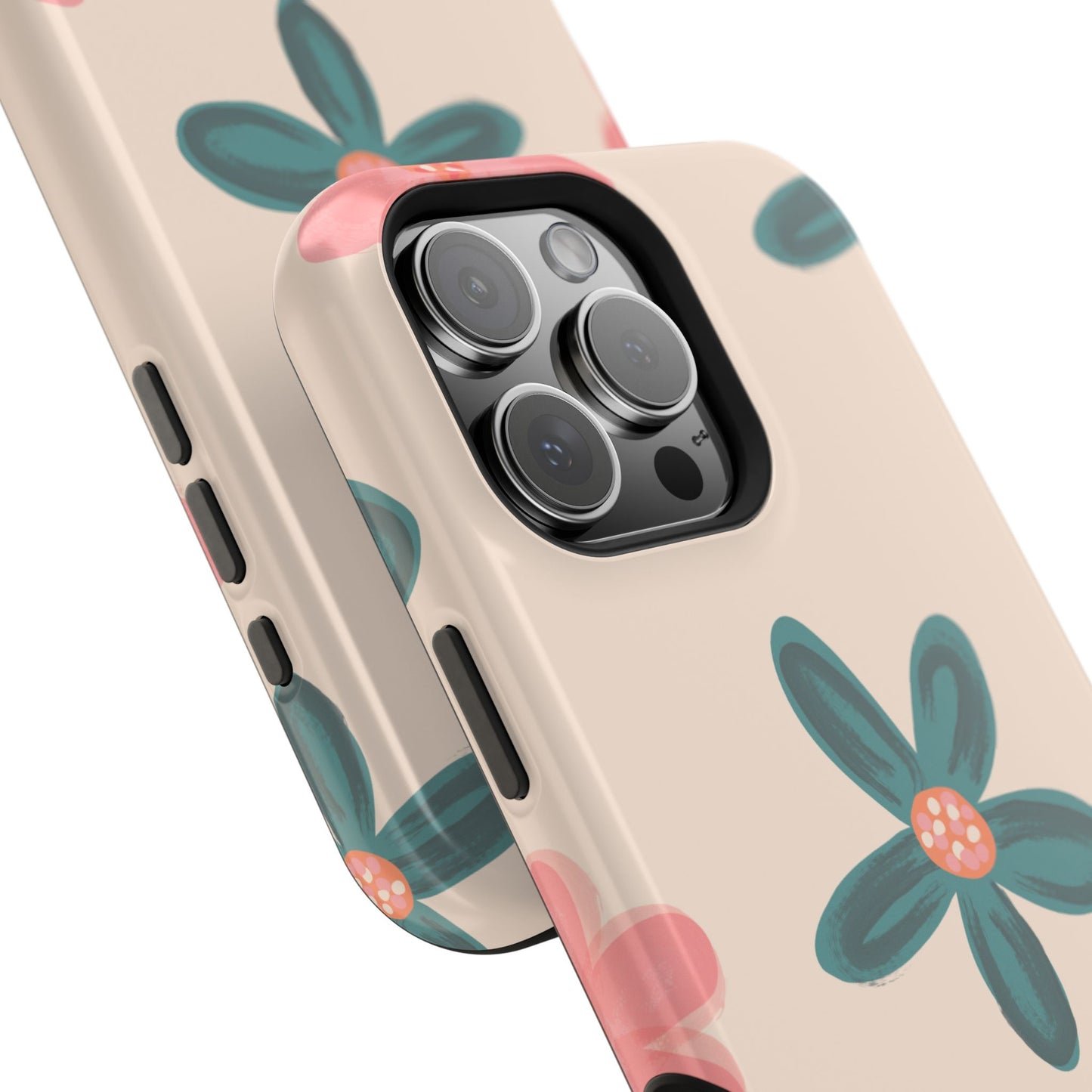 Vintage Floral Tough MagSafe iPhone Case – Soft Matte Finish with Dual-Layer Protection