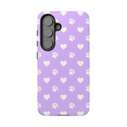 Lilac Paw Prints & Hearts – Samsung Galaxy Case