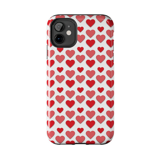 Red & Polka Dot Hearts iPhone Case