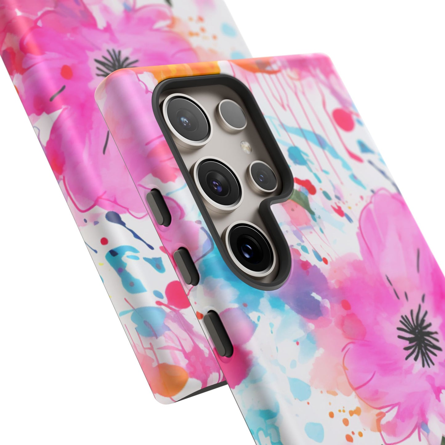 Color Splash Pink & Orange Watercolor Floral - Samsung Galaxy Case