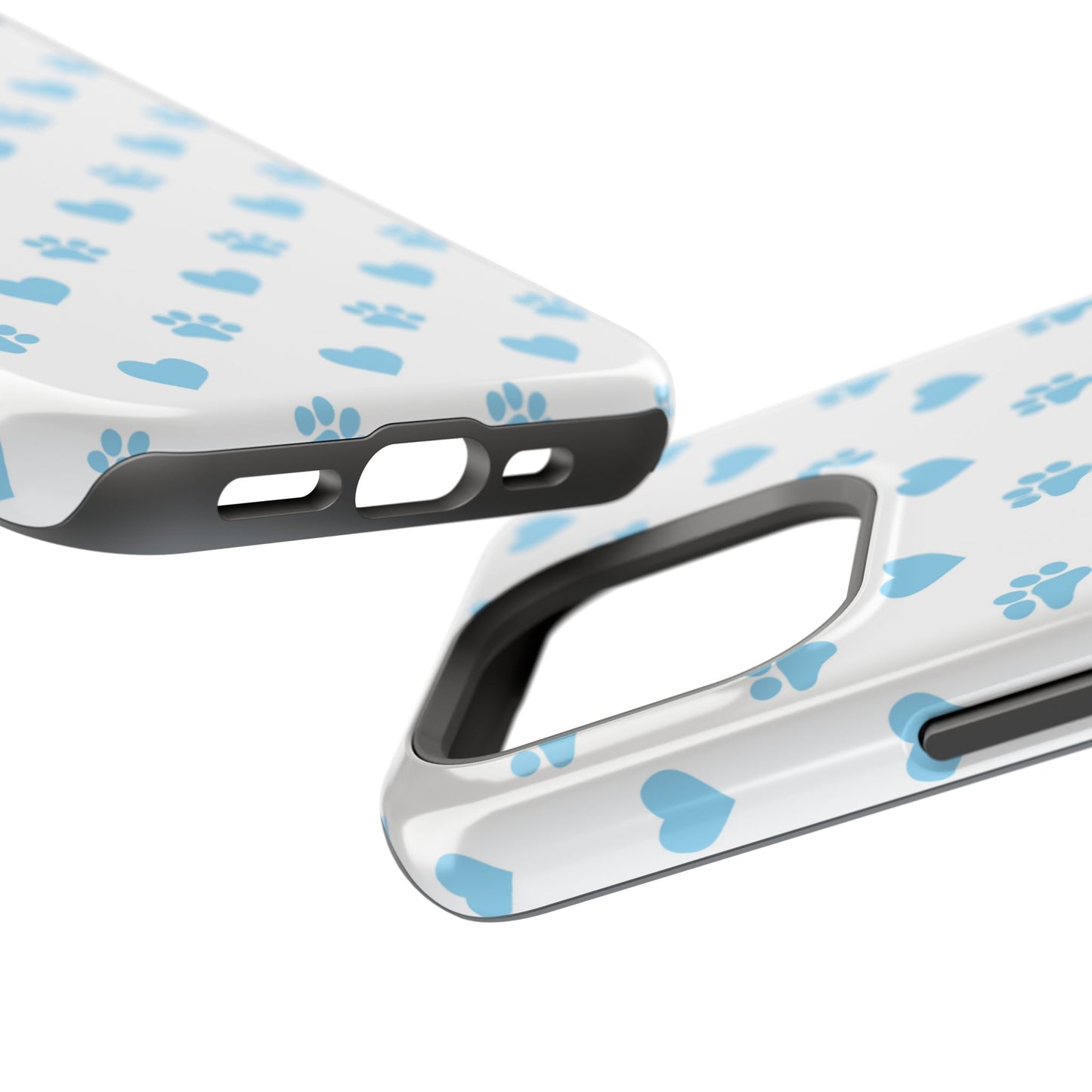 Blue Paw Prints & Hearts – MagSafe iPhone Case with Adorable Pet-Lover Design