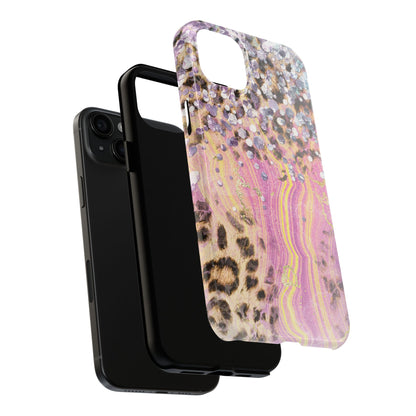 Crystal Glam Leopard - iPhone Series Case with Glitter and Gem Accents