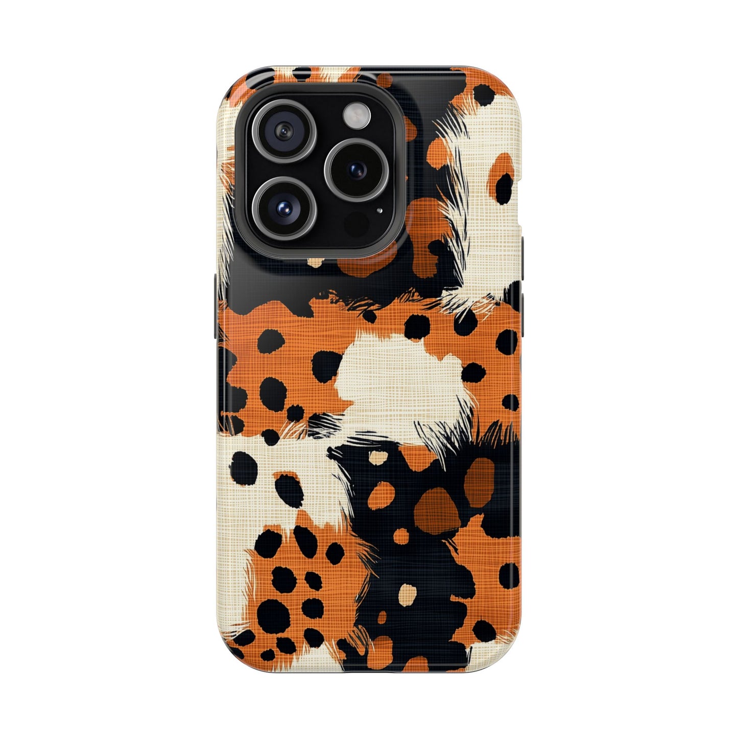 MagSafe iPhone Case: Cheetah Plaid – Brown & Black Pattern