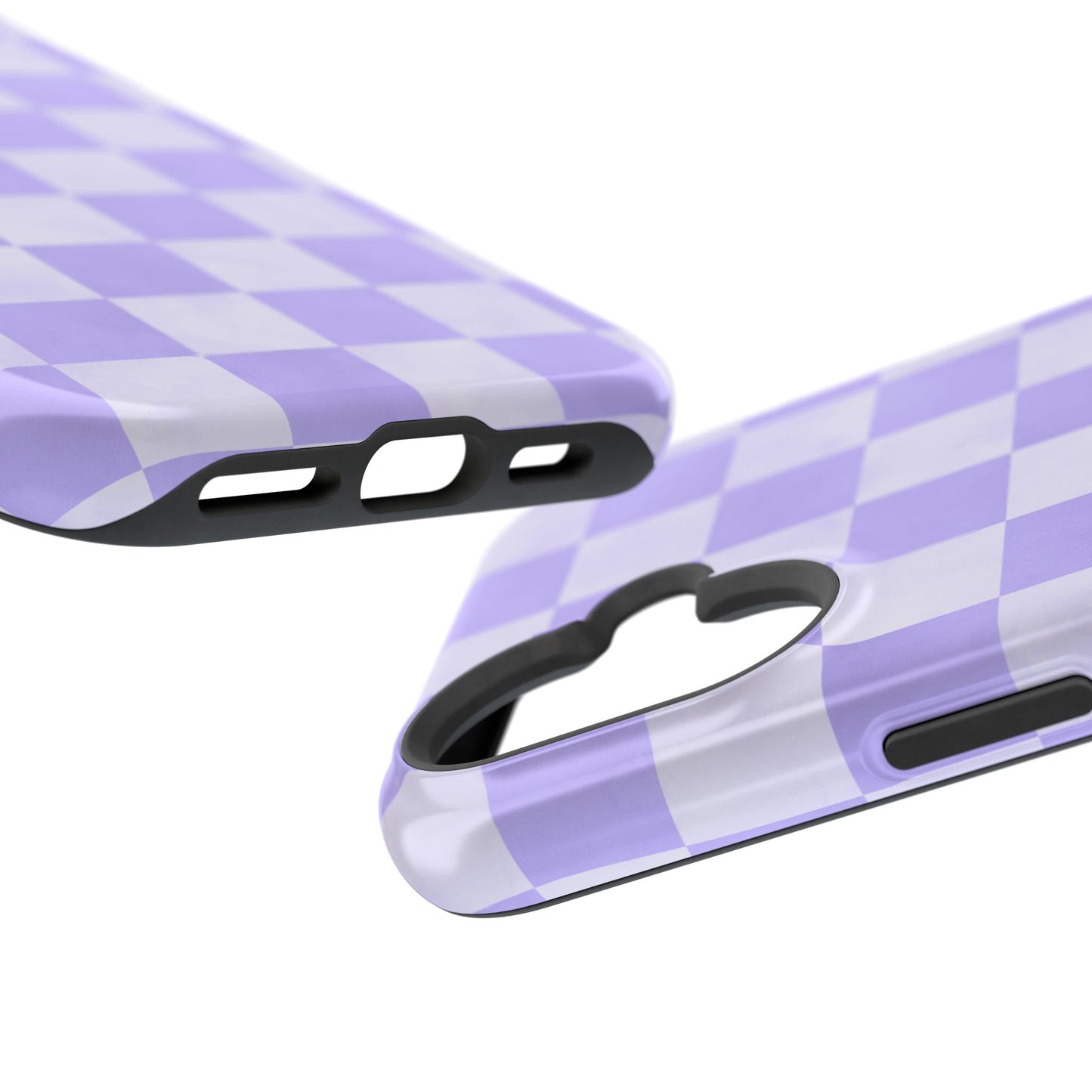 Lavender Checkerboard MagSafe iPhone Case – Shockproof, Smooth Matte Finish, Dual-Layer Design