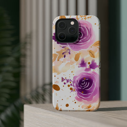 Soft Purple & Gold Floral Splash - MagSafe iPhone Series Case