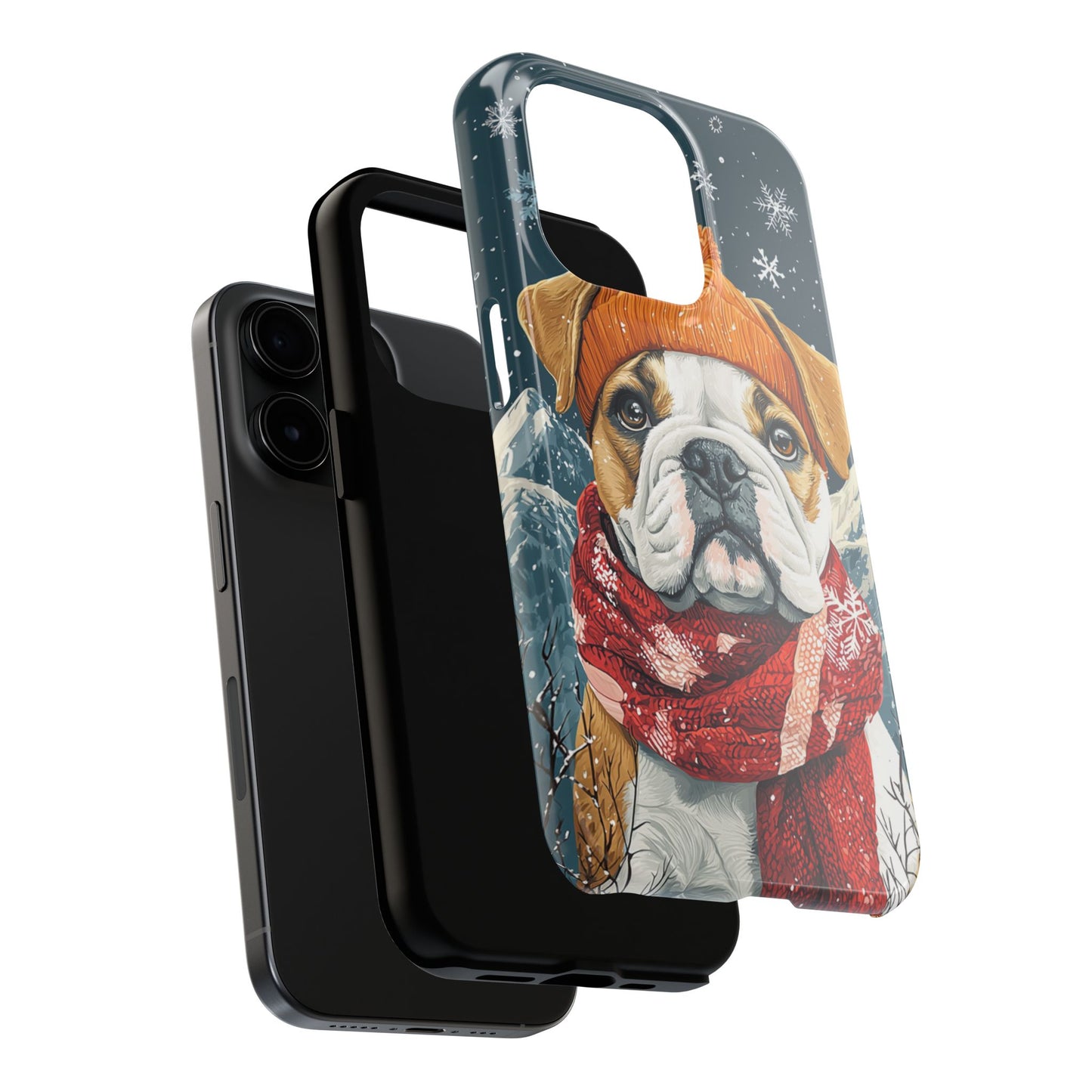 Cozy French Bulldog iPhone Case – Rustic Fireplace Protective Cover