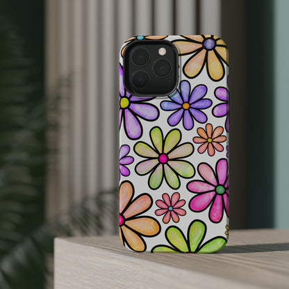 Pastel Daisy Dream MagSafe iPhone Case – Slim Profile, Glossy Finish